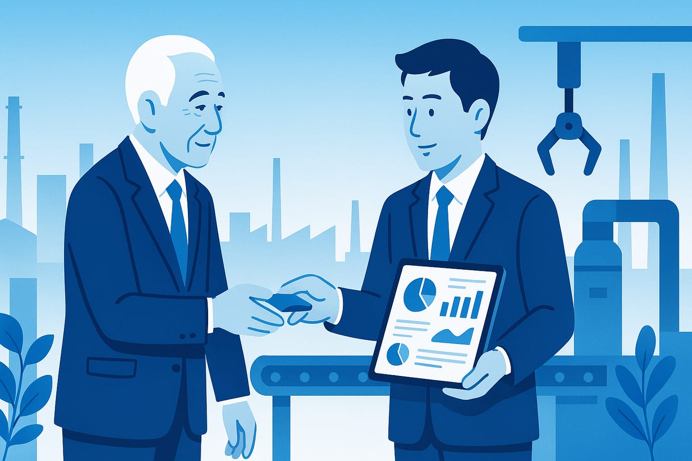 D4_keyvisual 製造業の若手後継者がDXで経営を引き継いだ。70代父から30代息子への「見えない資産」承継
